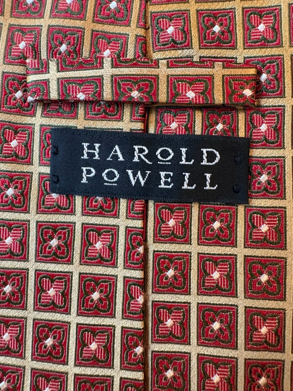 Vintage Harold Powell Geometric Silk Tie - Made in USA